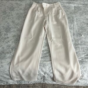 A&F Sloane Tailored Wide Leg Pant in Cream